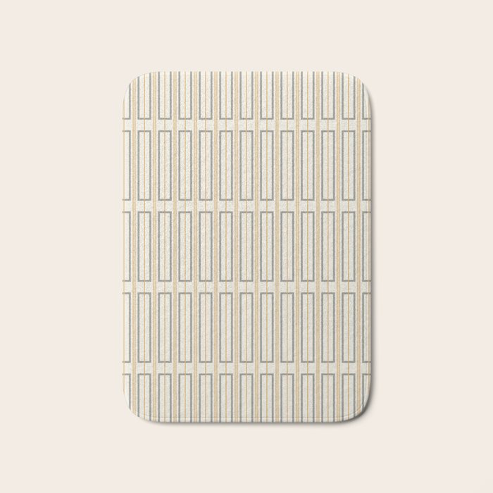Minimalist Scandi Geometric Geo Box Striped Pattern in Cream Mustard Gold Charcoal Bath Mat Gallery Image 1