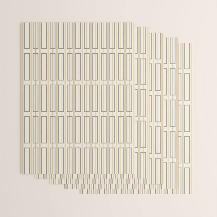 Minimalist Scandi Geometric Geo Box Striped Pattern in Cream Mustard Gold Charcoal Wrapping Paper Gallery Image 3