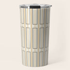Minimalist Scandi Geometric Geo Box Striped Pattern in Cream Mustard Gold Charcoal Travel Mug Gallery Image 1
