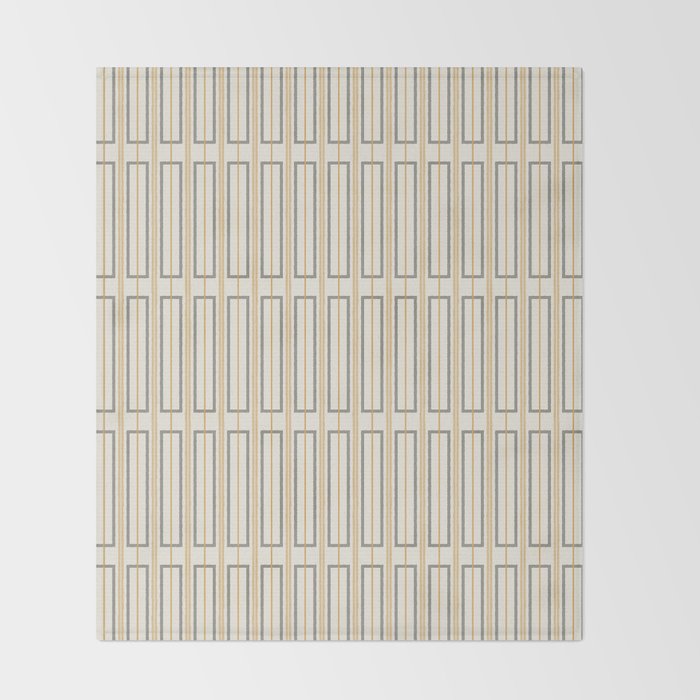 Minimalist Scandi Geometric Geo Box Striped Pattern in Cream Mustard Gold Charcoal Throw Blanket Gallery Image 2