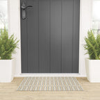 Minimalist Scandi Geometric Geo Box Striped Pattern in Cream Mustard Gold Charcoal Welcome Mat Gallery Image 3