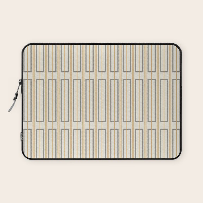 Minimalist Scandi Geometric Geo Box Striped Pattern in Cream Mustard Gold Charcoal Laptop Sleeve Gallery Image 1