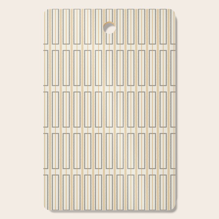 Minimalist Scandi Geometric Geo Box Striped Pattern in Cream Mustard Gold Charcoal Cutting Board Gallery Image 1