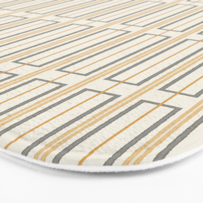 Minimalist Scandi Geometric Geo Box Striped Pattern in Cream Mustard Gold Charcoal Bath Mat Gallery Image 3
