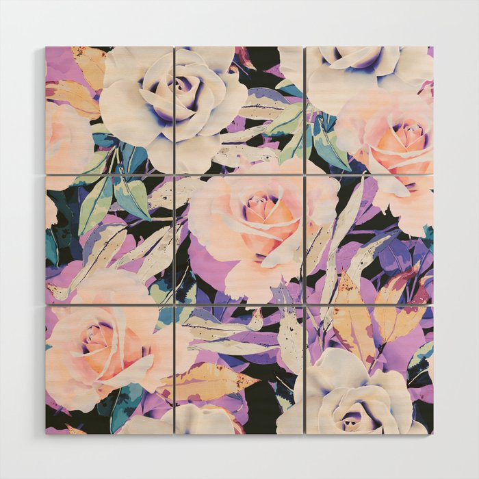 Modern Dark Vibrant Flowery D Wood Wall Art Gallery Image 1