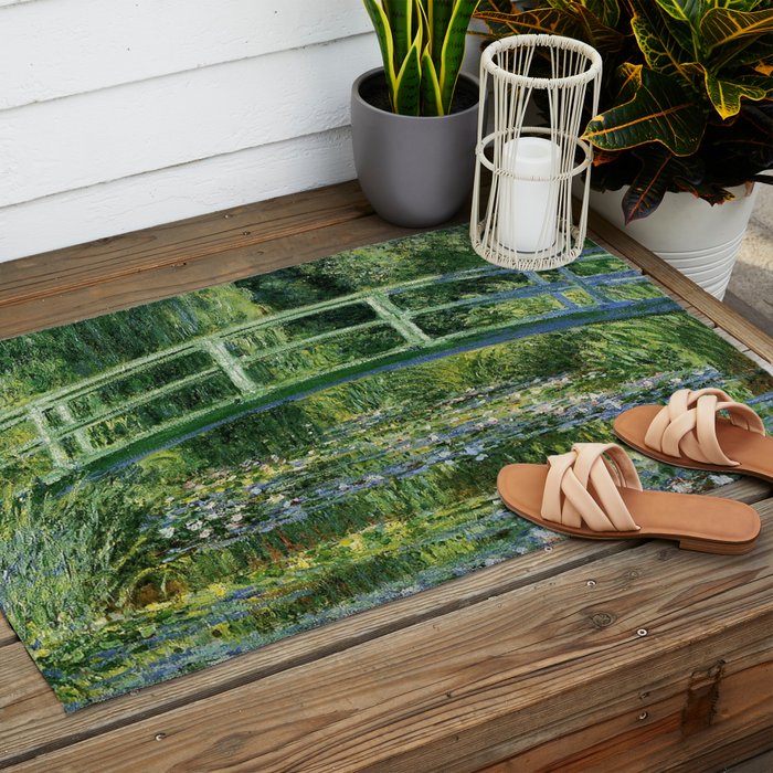 Water Lilies and Japanese Footbridge, Claude Monet Outdoor Rug Gallery Image 2