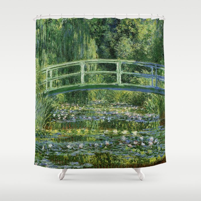 Water Lilies and Japanese Footbridge, Claude Monet Shower Curtain Gallery Image 1