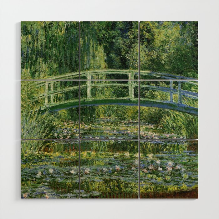 Water Lilies and Japanese Footbridge, Claude Monet Wood Wall Art Gallery Image 1