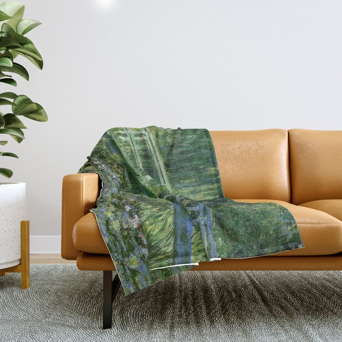 Water Lilies and Japanese Footbridge, Claude Monet Throw Blanket Gallery Image 1