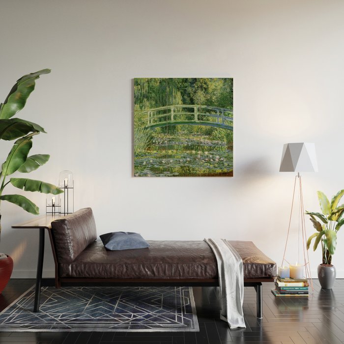 Water Lilies and Japanese Footbridge, Claude Monet Wood Wall Art Gallery Image 2
