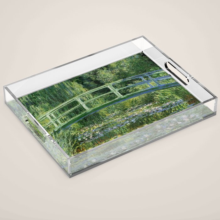 Water Lilies and Japanese Footbridge, Claude Monet Acrylic Tray Gallery Image 1
