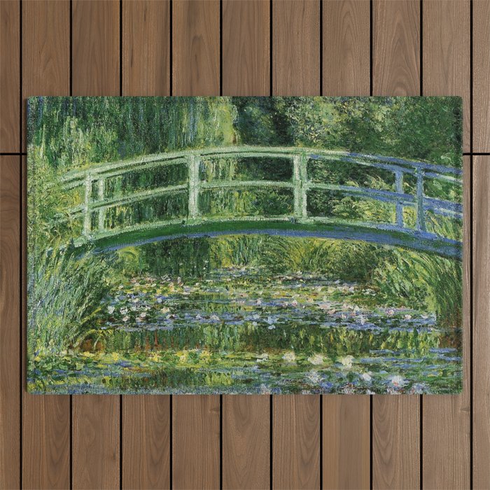 Water Lilies and Japanese Footbridge, Claude Monet Outdoor Rug Gallery Image 1
