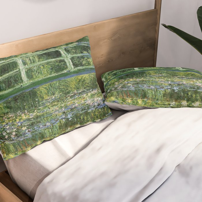 Water Lilies and Japanese Footbridge, Claude Monet Pillow Sham Gallery Image 2