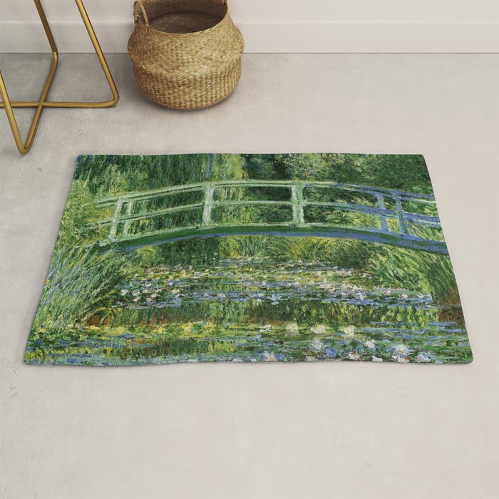 Water Lilies and Japanese Footbridge, Claude Monet Rug Gallery Image 1