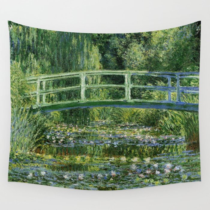 Water Lilies and Japanese Footbridge, Claude Monet Wall Tapestry Gallery Image 4
