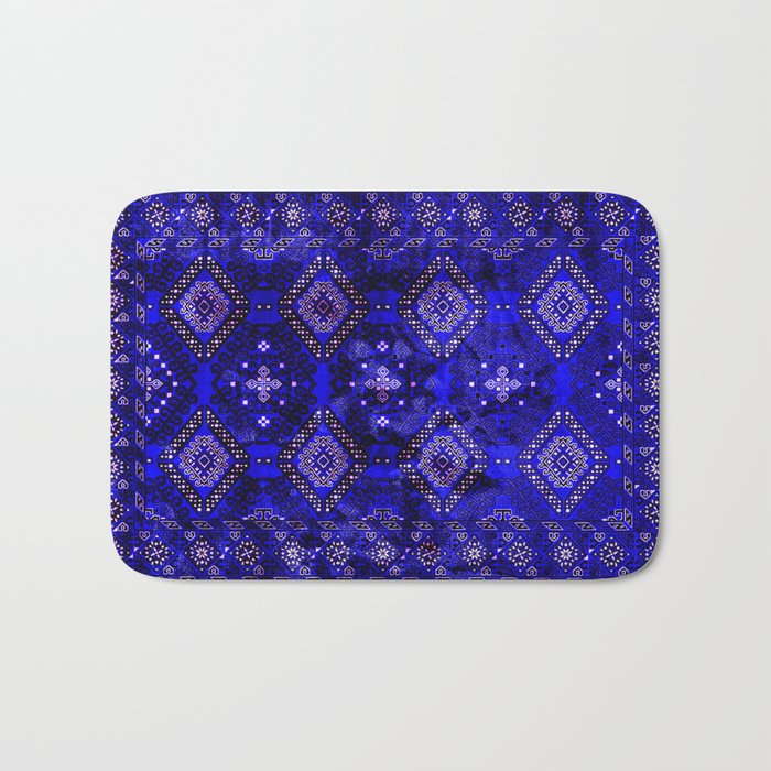 Oriental Opulence: Royal Blue Velvet Moroccan Majesty Bath Mat Gallery Image 1