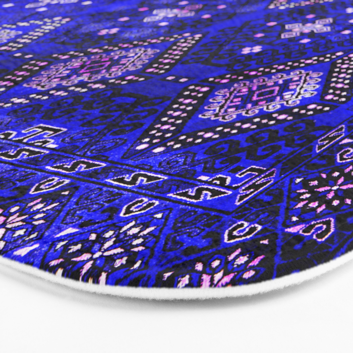 Oriental Opulence: Royal Blue Velvet Moroccan Majesty Bath Mat Gallery Image 3