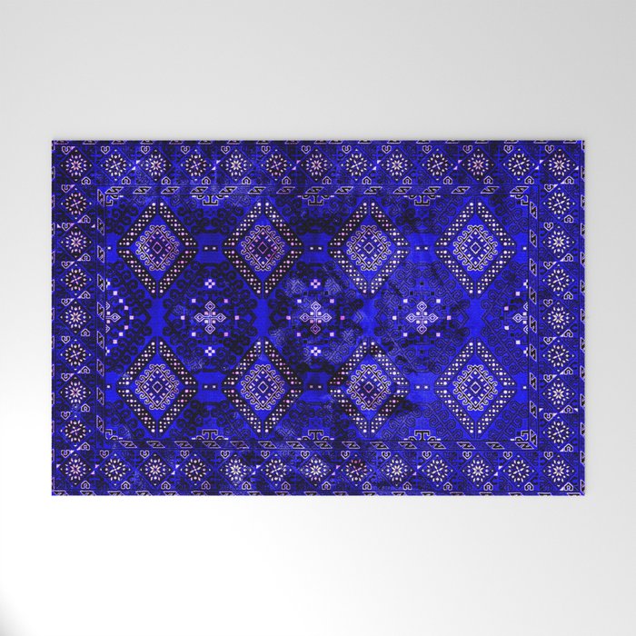 Oriental Opulence: Royal Blue Velvet Moroccan Majesty Welcome Mat Gallery Image 1