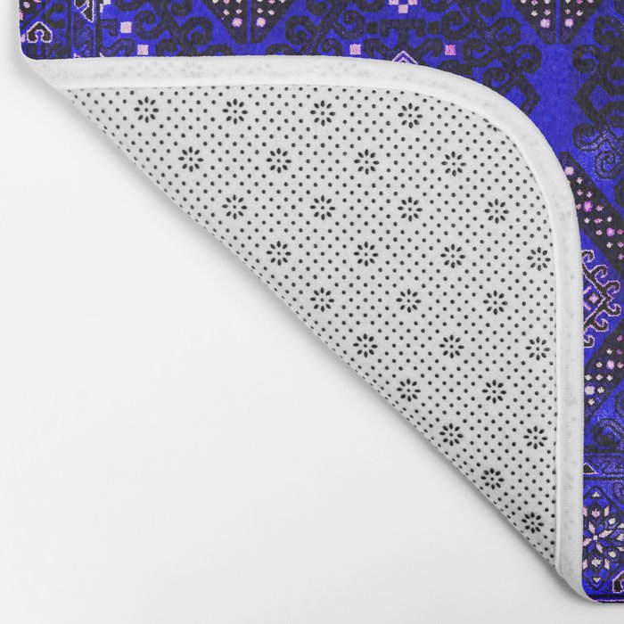 Oriental Opulence: Royal Blue Velvet Moroccan Majesty Bath Mat Gallery Image 2