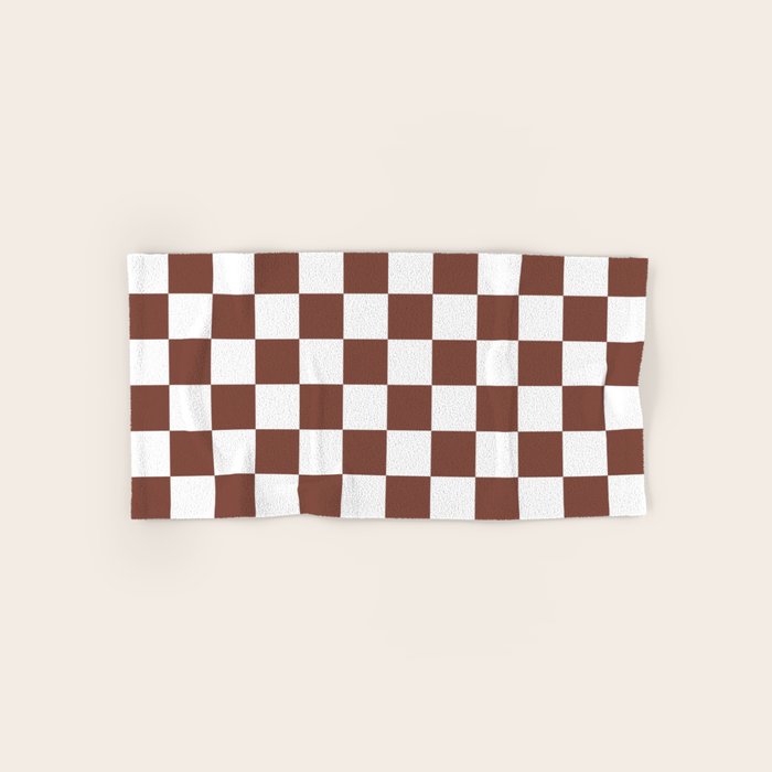 Checkered (Brown & White Pattern) Bath Towel Gallery Image 1