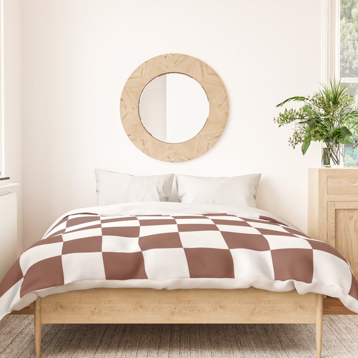 Checkered (Brown & White Pattern) Duvet Cover Gallery Image 3
