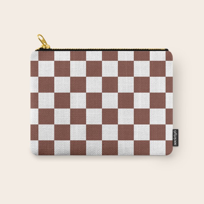 Checkered (Brown & White Pattern) Carry All Pouch Gallery Image 1