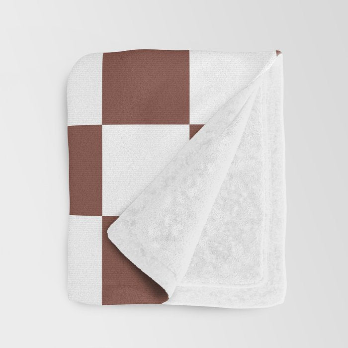 Checkered (Brown & White Pattern) Throw Blanket Gallery Image 3