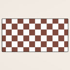 Checkered (Brown & White Pattern) Desk Mat Gallery Image 3