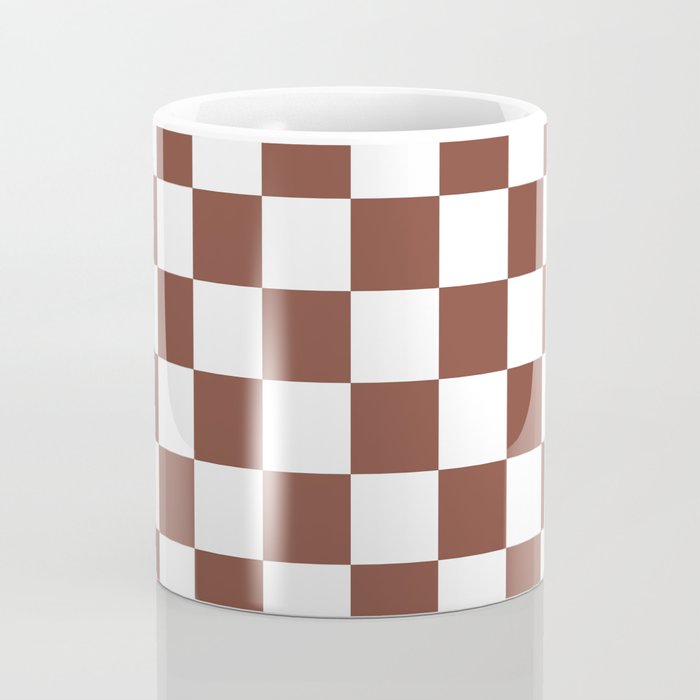 Checkered (Brown & White Pattern) Coffee Mug Gallery Image 4