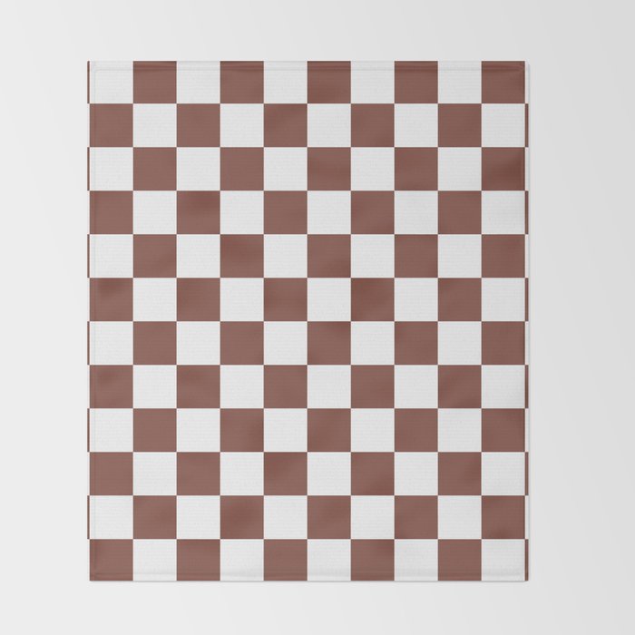 Checkered (Brown & White Pattern) Throw Blanket Gallery Image 2