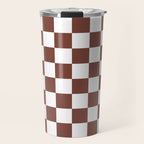 Checkered (Brown & White Pattern) Travel Mug Gallery Image 1