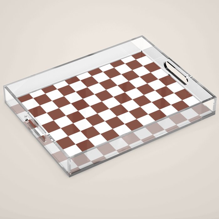 Checkered (Brown & White Pattern) Acrylic Tray Gallery Image 1