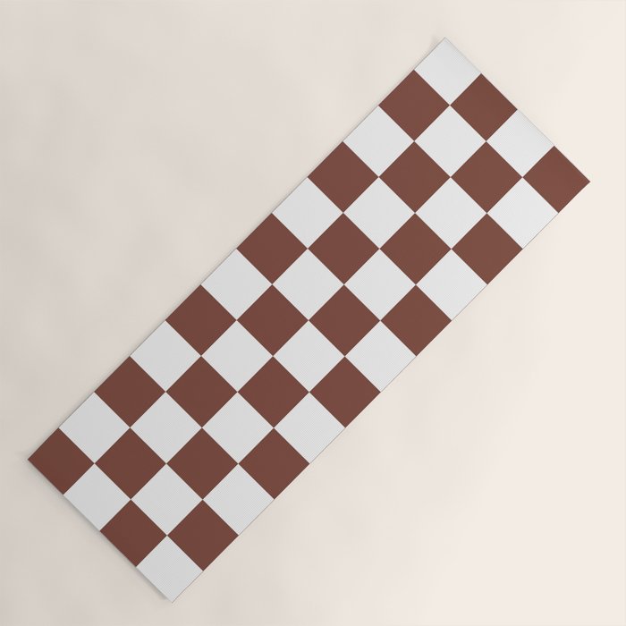 Checkered (Brown & White Pattern) Yoga Mat Gallery Image 1