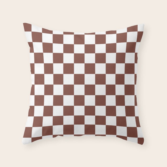 Checkered (Brown & White Pattern) Throw Pillow Gallery Image 6