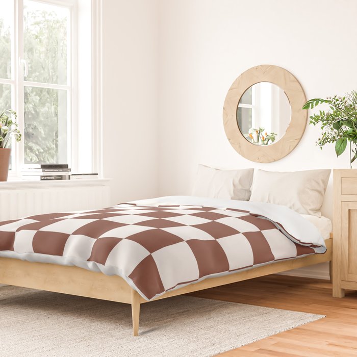 Checkered (Brown & White Pattern) Duvet Cover Gallery Image 2