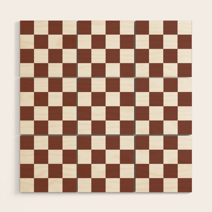 Checkered (Brown & White Pattern) Wood Wall Art Gallery Image 1
