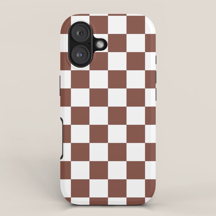 Checkered (Brown & White Pattern) iPhone Case Gallery Image 1