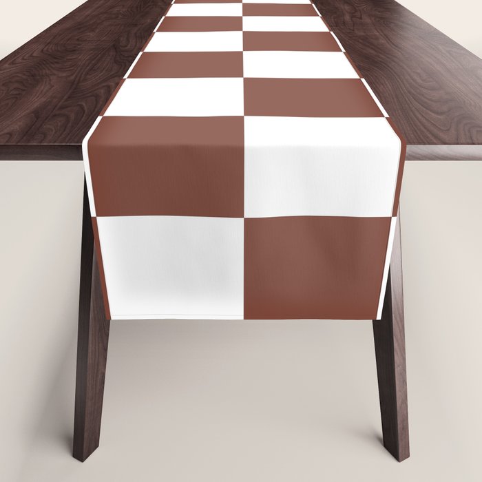 Checkered (Brown & White Pattern) Table Runner Gallery Image 1
