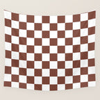 Checkered (Brown & White Pattern) Wall Tapestry Gallery Image 4