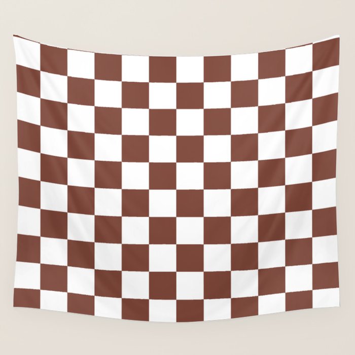 Checkered (Brown & White Pattern) Wall Tapestry Gallery Image 4