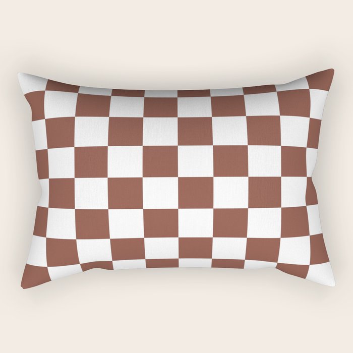 Checkered (Brown & White Pattern) Rectangular Pillow Gallery Image 2