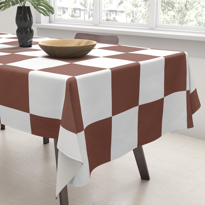 Checkered (Brown & White Pattern) Tablecloth Gallery Image 3