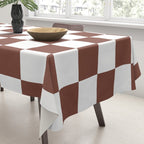 Checkered (Brown & White Pattern) Tablecloth Gallery Image 3