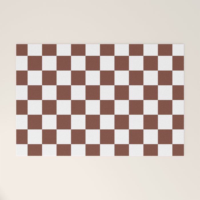 Checkered (Brown & White Pattern) Welcome Mat Gallery Image 1