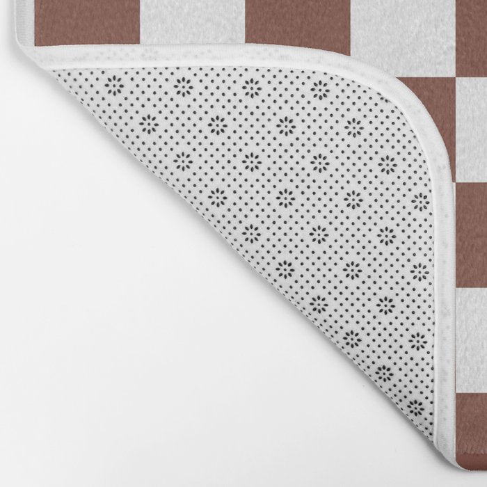Checkered (Brown & White Pattern) Bath Mat Gallery Image 2