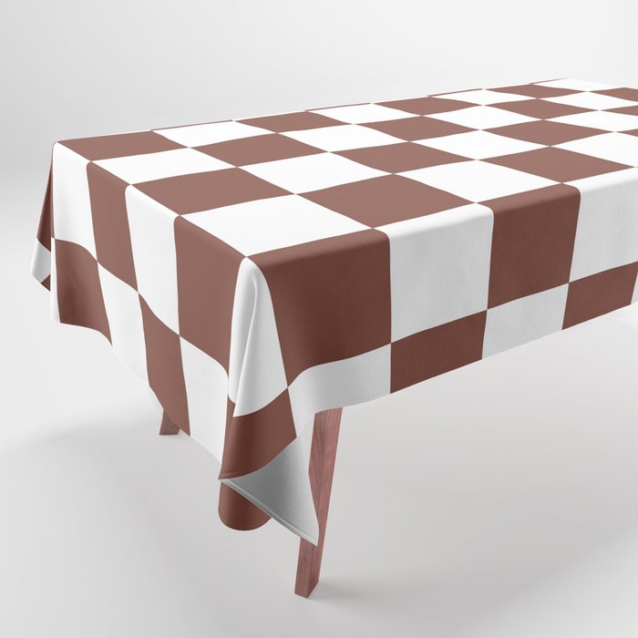 Checkered (Brown & White Pattern) Tablecloth Gallery Image 1