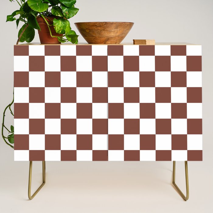 Checkered (Brown & White Pattern) Credenza Gallery Image 1