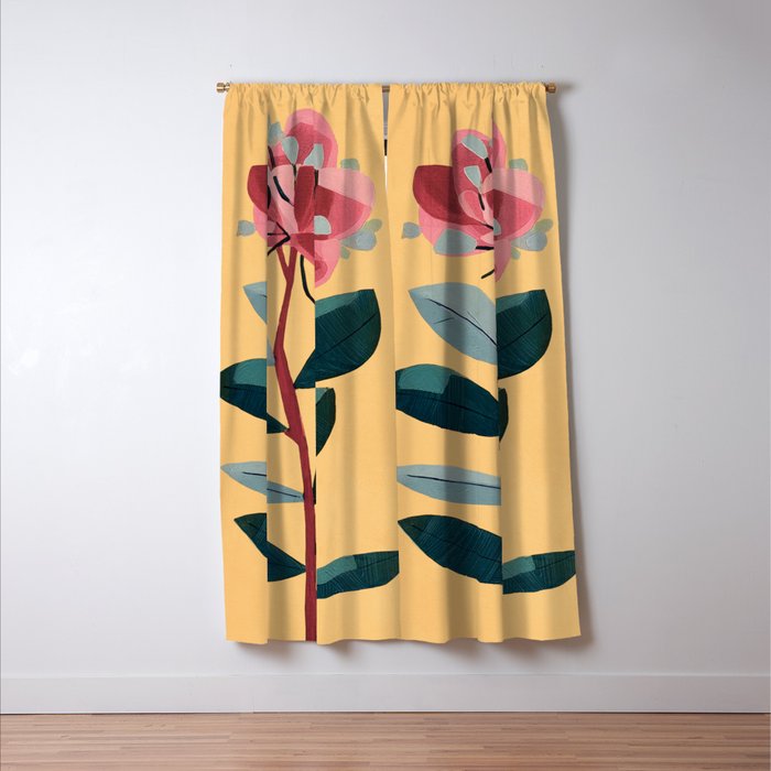 Rose Stem with Dusty Blue Leaves Window Curtain Gallery Image 3
