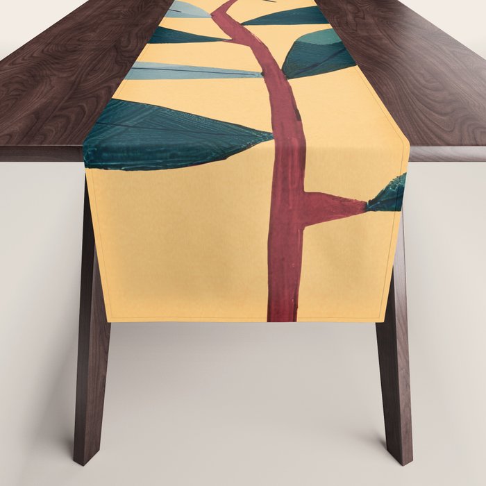 Rose Stem with Dusty Blue Leaves Table Runner Gallery Image 1