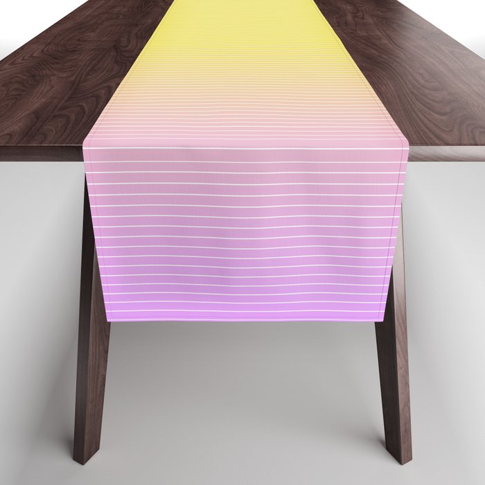 Ombre Arch IV Pink Yellow Sunrise Gradient Modern Geometric Lines Table Runner Gallery Image 1